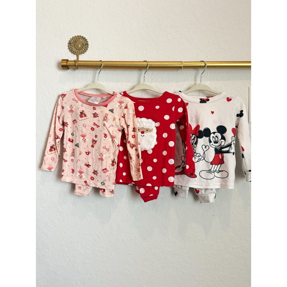 Disney Baby Girl Fleece Pajamas Minnie Mouse Christmas Polka Dot 12M